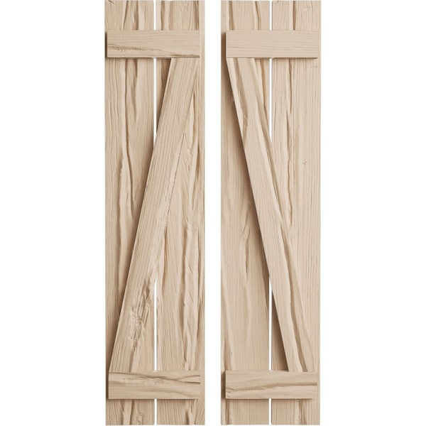 Ekena Millwork Rustic Two Board Spaced Board-n-Batten Riverwood Faux Wood Shutters w/Z-Board, 11 1/2W x 60H, PR SHUBSZ11X60RWPR - main