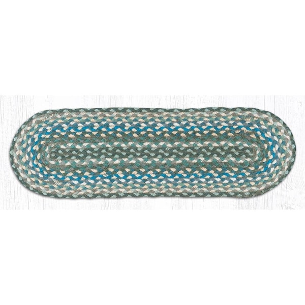 Palacedesigns Jute Oval Stair Tread - Sage Ivory & Settlers Blue - 27 x 8.25 in. PA2846019 - main