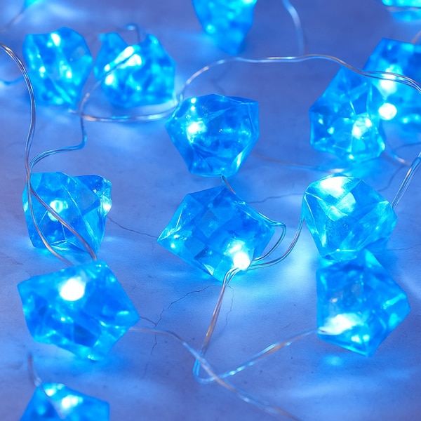 Elegani 10 LED Crystal String Lights - 4.9ft Cool Blue, Clear Wire, Indoor Decorative Fairy Lights PH-600051 - main