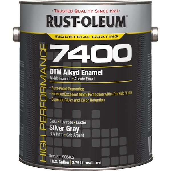 Rust-Oleum Interior/Exterior Paint, High Gloss, Oil Base, Silver Gray, 1 gal 906402 - main