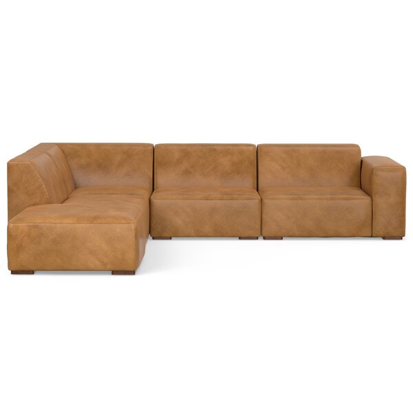 Homeroots 116" Sienna Leather Sofa With Ottoman With Brown Legs 641072 - main