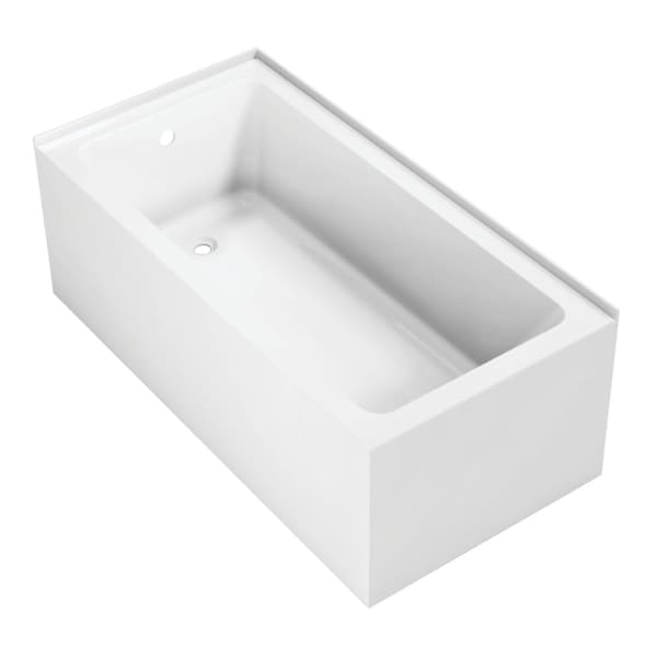 Kingston Brass 60" Acrylic Rectangular 2-Wall Corner Alcove Tub, Left Hand Drain, Glossy White VTAP6030L22TS - main