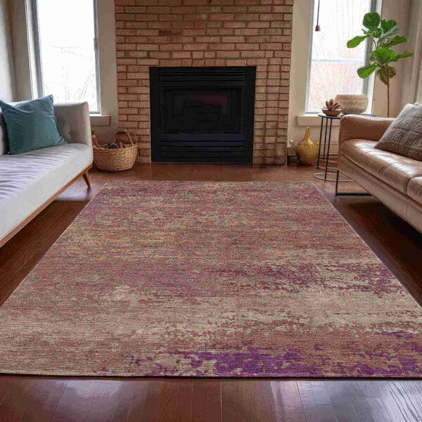 Homeroots 3' X 5' Merlot Beige And Blush Abstract Washable Indoor Outdoor Area Rug 630837 - main