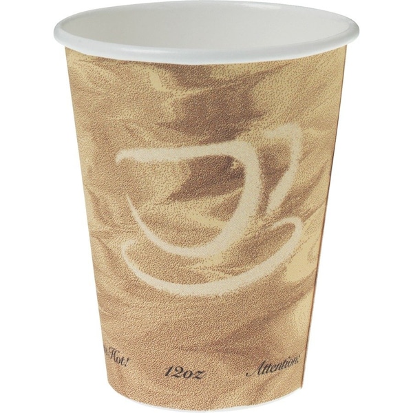 Dart Mistique Polycoated Hot Paper Cup, 12 oz., Printed, Brown, PK1000 412MSN-0029 - main