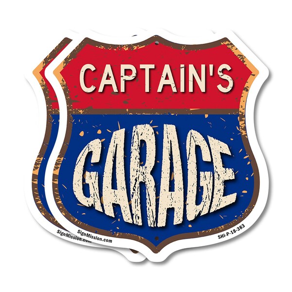 Signmission Captain's Garage, 18 inch X 18 inch, Plastic Sign, 2PK SHI-P-2PACK-18-383-CAPTAIN - main