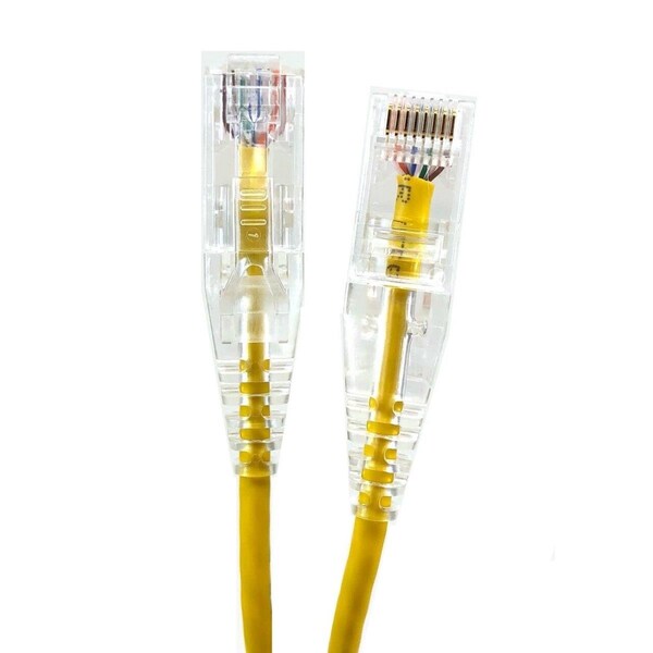 Micro Connectors 25 ft. Ultra Slim 28AWG Cat6 UTP RJ45 Patch Cables, Yellow, 5PK MI332924 - main