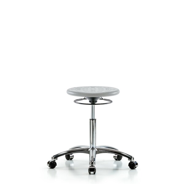 Blue Ridge Ergonomics Class 10 Huron Polyurethane Clean Room Stool - Medium Bench Height with Casters in Gray Polyurethane CLR-IPMBSO-CR-NF-CC-GRY - main