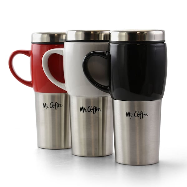 Mr Coffee Mr. Coffee Traverse 3 Piece 16 Ounce Stainless Steel and Ceramic Travel Mug in Assorted Colors 72791.02 - main