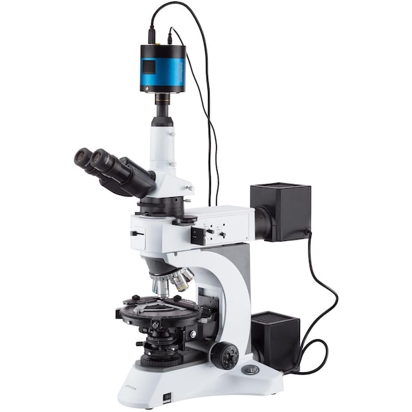 Amscope PZ620 Dual-illumination Polarizing Trinocular Compound Microscope 50X-2000X w/1.4MP Cooled Monochro PZ620TB-MF143 - main