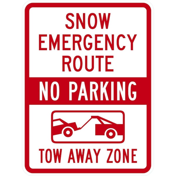 Lyle Snow Emergency Route No Parking Tow Away Zone with Grap, 18x24, Non-Reflective, White G-11067-NA_18x24 - main