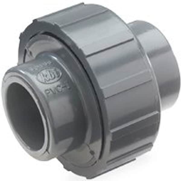 Smith-Cooper 8122 Series 02938122L Pipe Union, 1-1/4 in, Slip, PVC, Gray, SCH 80 Schedule, 100 psi Pressure 164-606 - main