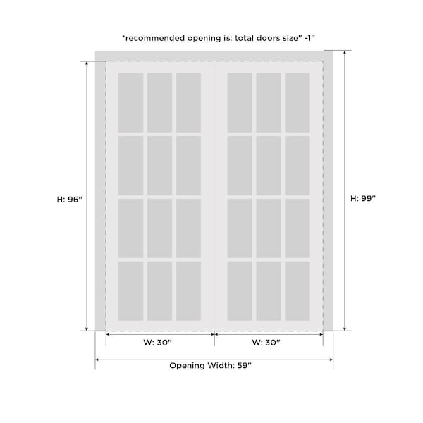 Sartodoors Closet Bypass Interior Door, 60" x 96", White QUADRO4115DBD-WS-6096 - main