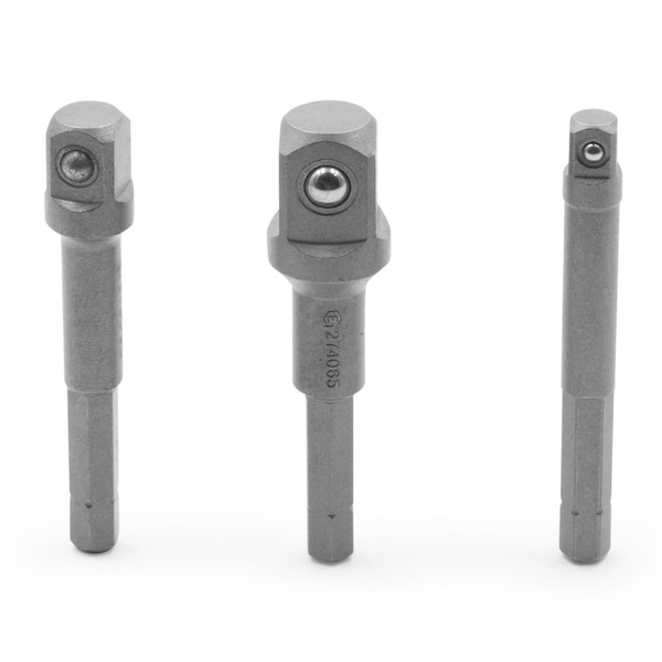 Genius Tools 3PC 1/4in Hex Drive X 1/4in, 3/8in, 1/2in Dr. Spinner Handle Set BE-2343 - main