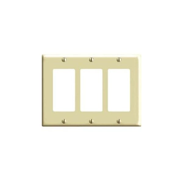 Leviton Decora Wallplate, Midway Size, Gang 3, Ivory PJ263-I - main