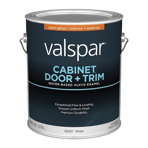 Valspar 8200 Cabinet, Door and Trim Paint Enamel, Water Base, Semi-Gloss Sheen, White Base, 1 gal 028.0082007.007 - main