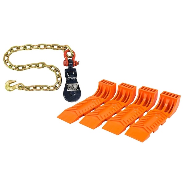 Mytee Products 1 2 Ton 3in Snatch Block with Shackle Chain Anchor4 Interlocking Tire Skates SB3-2-ShackleCA-TIRESKT-IL - main
