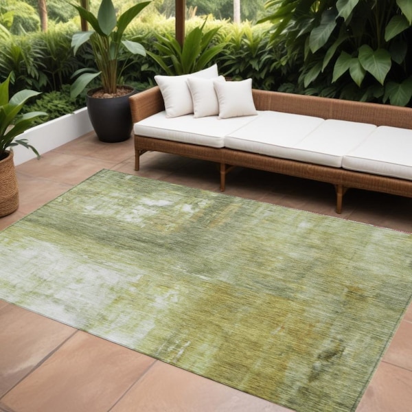 Homeroots 8' X 10' Sage Ivory And Brown Abstract Washable Indoor Outdoor Area Rug 603626 - main