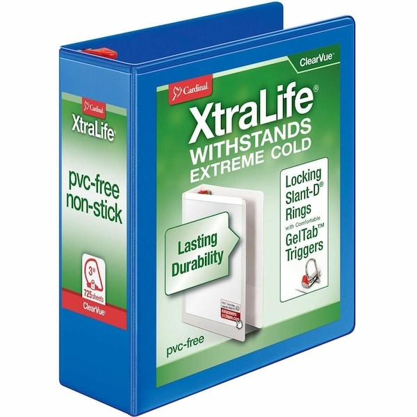 Cardinal Xtralife ClearVue Locking SlantD Binders, Blue CRD26332 - main