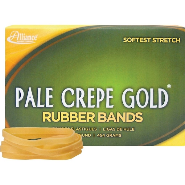 Alliance Rubber Alliance Pale Crepe Gold Rubber Bands, Size No 64, 3-1/2" x 1/4", Natural, 1 lb. Box 20645 - main