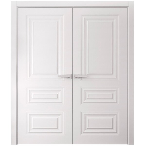 Sartodoors Interior Double Doors 56 x 84 inches, BASIC 9233 White, Wood Interior Solid Panel Frame, Closet B BASIC9233DD-SKIN-5684 - main