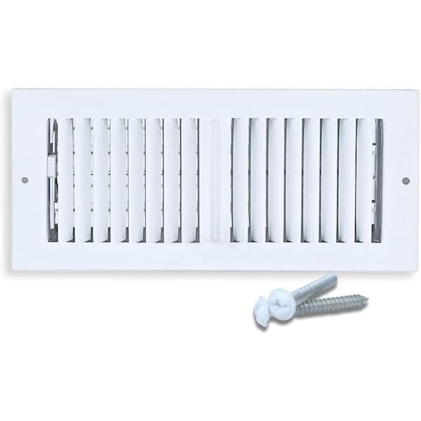 Sierra Grates 4 in. H X 14 in. W 2-Way 45 Degree Louvered, Steel, White Sidewall / Ceiling Register TWC414-WHT - main