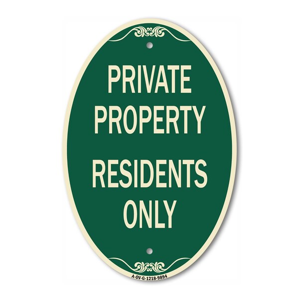 Signmission Residents Only, 12 Inch X 18 Inch Architectural Oval, Heavy Gauge Aluminum A-OV-G-1218-9894 - main