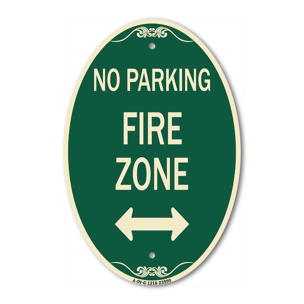 Signmission Fire Lane with Bidirectional Arrow, 12 Inch X 18 Inch Architectural Oval, Heavy Gauge Aluminum A-OV-G-1218-23990 - main