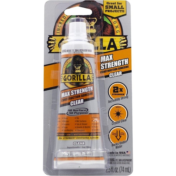 Gorilla Glue 2.5 Oz. Clear Max Strength Construction Adhesive 105045 - main