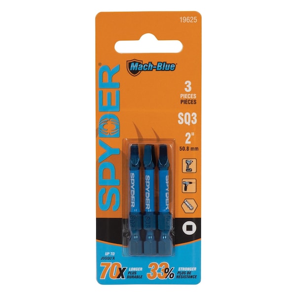 Spyder SQ3 x 2-Inch Mach-Blue Driver Bit, 3PK 19625 - main