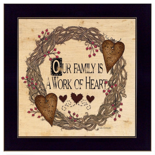 Homeroots Our Family is a work of the Heart Linda Spivey Ready to Hang Black Framed Print Wall Art 405166 - main