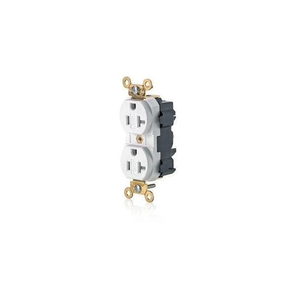 Leviton Straight Blade Receptacle, 5-20R, 20 A, 125V AC, Flush Mount, Self-Grounded M5362-SGW - main