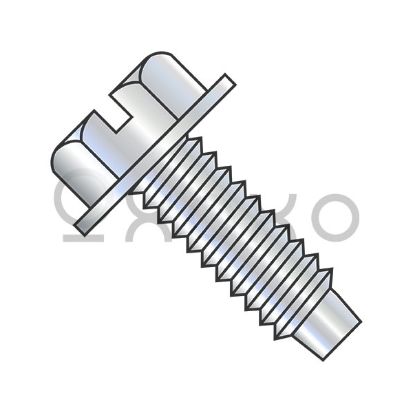 Oxoxo 5/16-18X4 Slotted Indented Hex Washer Head Machine Screw Full Thread 3/16 Dog Point Zinc, 200PK 495499 - main