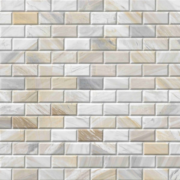 Ackland Selene Oro Subway 12 in. x 12 in. Honed Marble Mosaic Floor and Wall Tile, 10PK AKM-S-SEOR2X4BSWH-CA - main