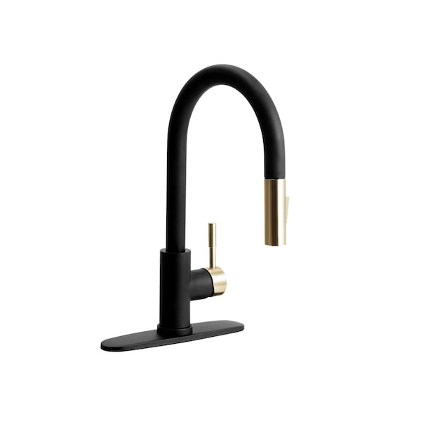 Dura Faucet Streamline Pull-Down RV Kitchen Faucet - Matte Black/Satin Nickel DF-MK530SLK-MBSN - main