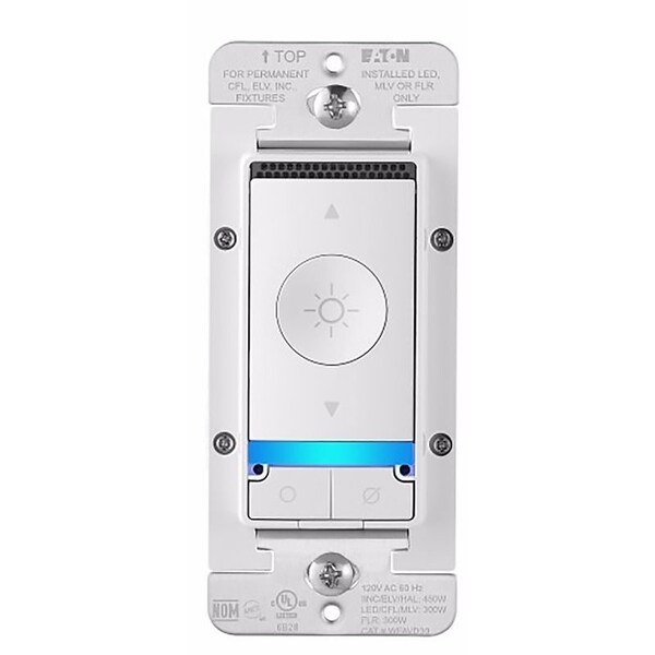 Eaton Wiring Devices Eaton Smart Voice Dimmer Switch, 1-Pole, 3-Way, 120 VAC, 60 Hz, Wi-Fi, White WFAVD30-W-BX-L - main
