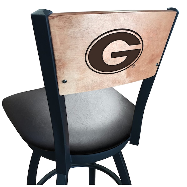 Holland Bar Stool Co 30" Blk Wrinkle Georgia "G" Swivel Bar Stool, Laser Engraved Back L03830BWMedMplAGA-GBlkVinyl - main