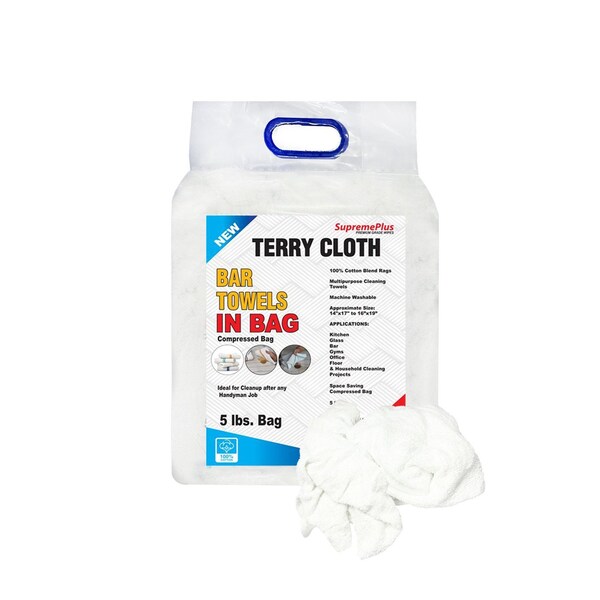 Supremeplus New White Terry Towel Cleaning Rags, 5 lbs. Bag SP-1551 - main