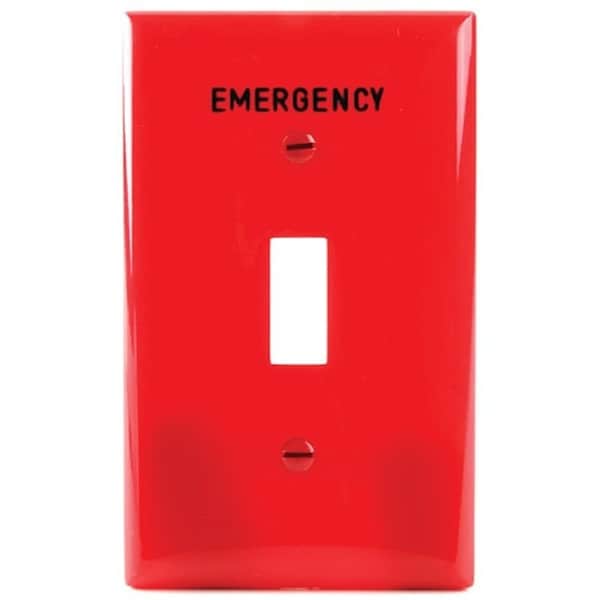Eaton Wiring Devices Wallplate 1G Tgl Emerg Mid Red PJ1EMRD - main