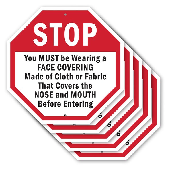 Signmission Stop You Must Be Wearing a Face Cov, 10 inch X 10 inch, Aluminum Metal Signs, 5PK OC-A-5Pack-10-53 - main