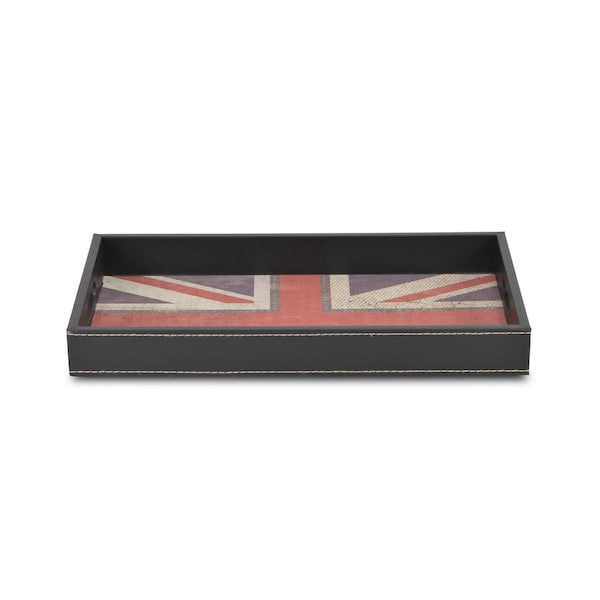Homeroots Union Jack Faux Leather Serving Tray 399623 - main
