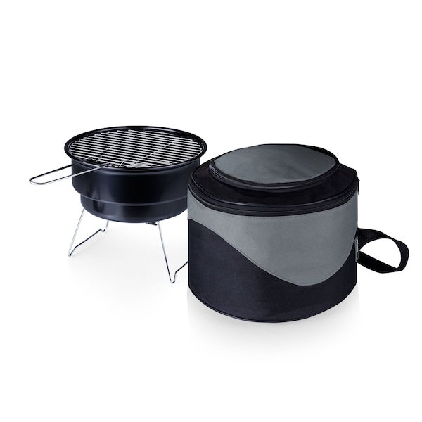 Picnic Time Family Of Brands Caliente Portable Charcoal Grill & Cooler Tote, Black with Gray Accents 771-00-175-000-0 - main