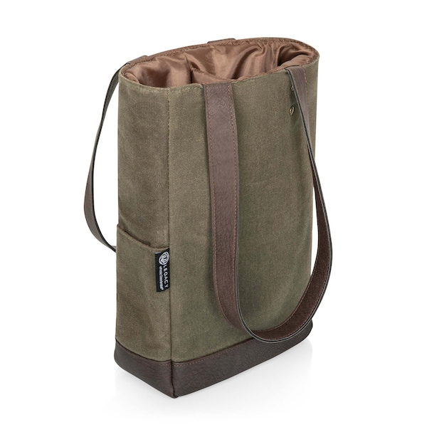Picnic Time Family Of Brands 2 Bottle Insulated Wine Cooler Bag, Khaki Green with Brown Accents 536-02-140-000-0 - main