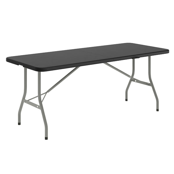 Flash Furniture Kathryn 6-Foot Bi-Fold Granite Black Plastic Folding Table RB-3072FH-BK-GG - main