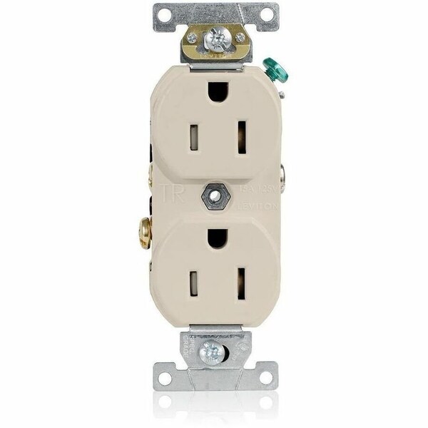 Leviton Plugs&Rcptcls, 15A, 125VAC, Almnd, Thrmplstc TCR15-T - main