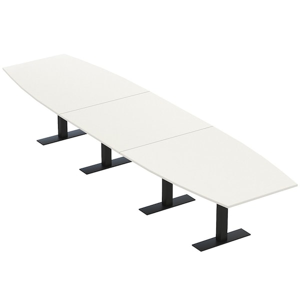 Skutchi Designs 16ft Boat Conference Table With Power | Harmony Series | 16 Person Meeting Room Table HAR-BOT-48X192-T.BK-W960-NA - main