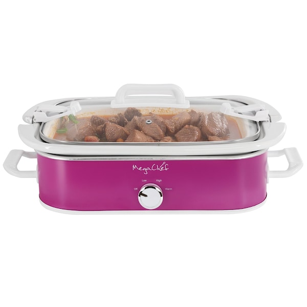 Megachef 3.5 Quart Casserole Slow Cooker with 3 Temperature Settings in Purple 750123732M - main