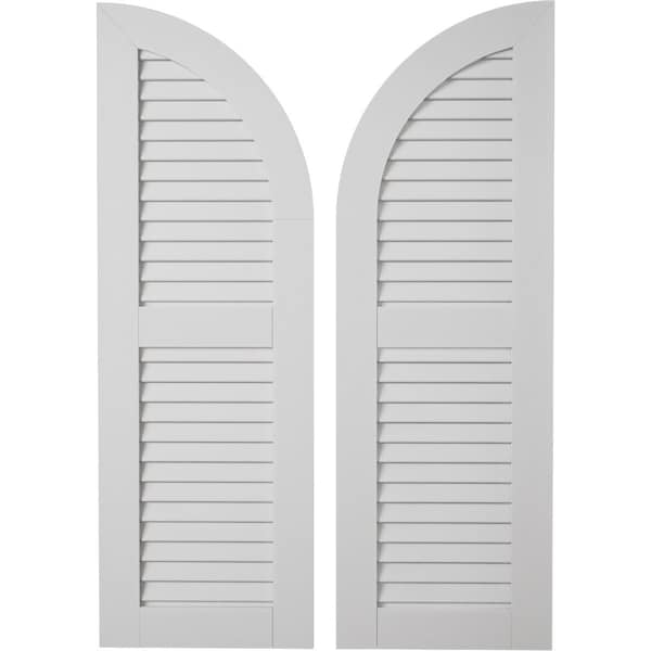 Ekena Millwork Smooth 2 Equal Louver w/Quarter Round Arch Top Faux Wood Shutters, 18W x 60H 42 Low Side, PR SHULVQ18X60SMPR - main