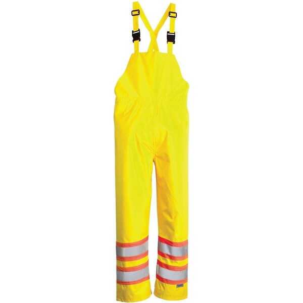 Viking Hi-Visibility Rain Bib Pants, Polyester, Polyurethane, 31 1/2 in Inseam, 33 in Waist, Green/Yellow 6323PG-M - main
