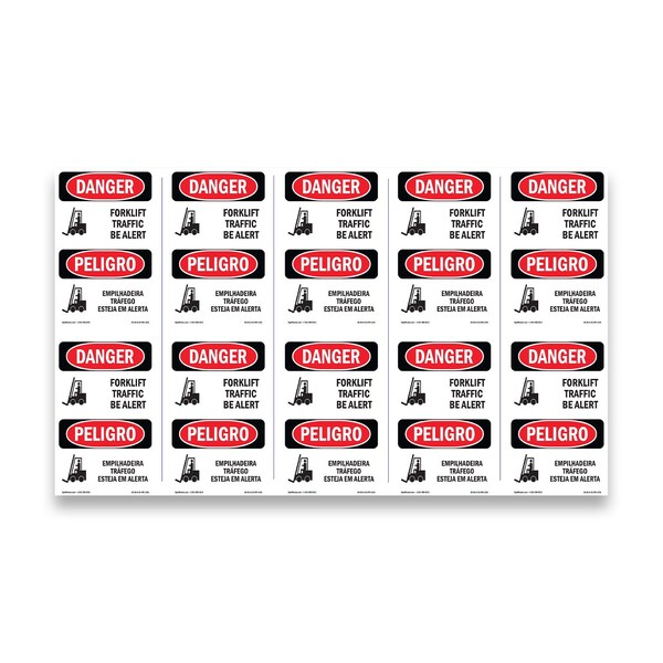 Signmission Safety Sign, OSHA Danger, 5" Height, Forklift Traffic Bilingual, DS-D-35-VPR-1265-10PK OS-DS-D-35-VPR-1265-10PK - main