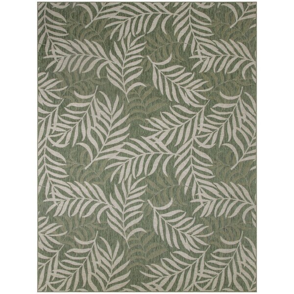 Homeroots 8' X 10' Ivory And Green Palm Leaf Indoor Outdoor Area Rug 550236 - main